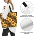 thumbnail image 3 of Pofeuu Yellow Black Plaid Sunflower Print Reusable Grocery Bags - Washable, Foldable, Packable Tote, Large Handles, Heavy Duty, Zippered Top Pouch, 3 of 8