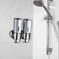 thumbnail image 4 of Tuvgenk Gray 2-Chamber Soap Dispenser, Wall Mounted Shampoo Bottle for Bathroom, No Drill Holder, Refillable for Shower Gel, 4 of 6