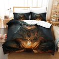 thumbnail image 1 of Housse de Couette Chat Féerique Ensemble de Literie Imprimé Mystérieux 3 Pcs Microfibre Douce avec Fermeture Éclair, 1 of 5