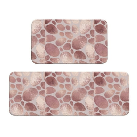 

Kitchen Floor Mat 2 Sets Of Anti-Fouling Absorbent Quick-Drying Floor Mat For Kitchen Door Mat Laundry Room Restaurant Office Farm Rose Gold Elegant Texture Abstract Pattern