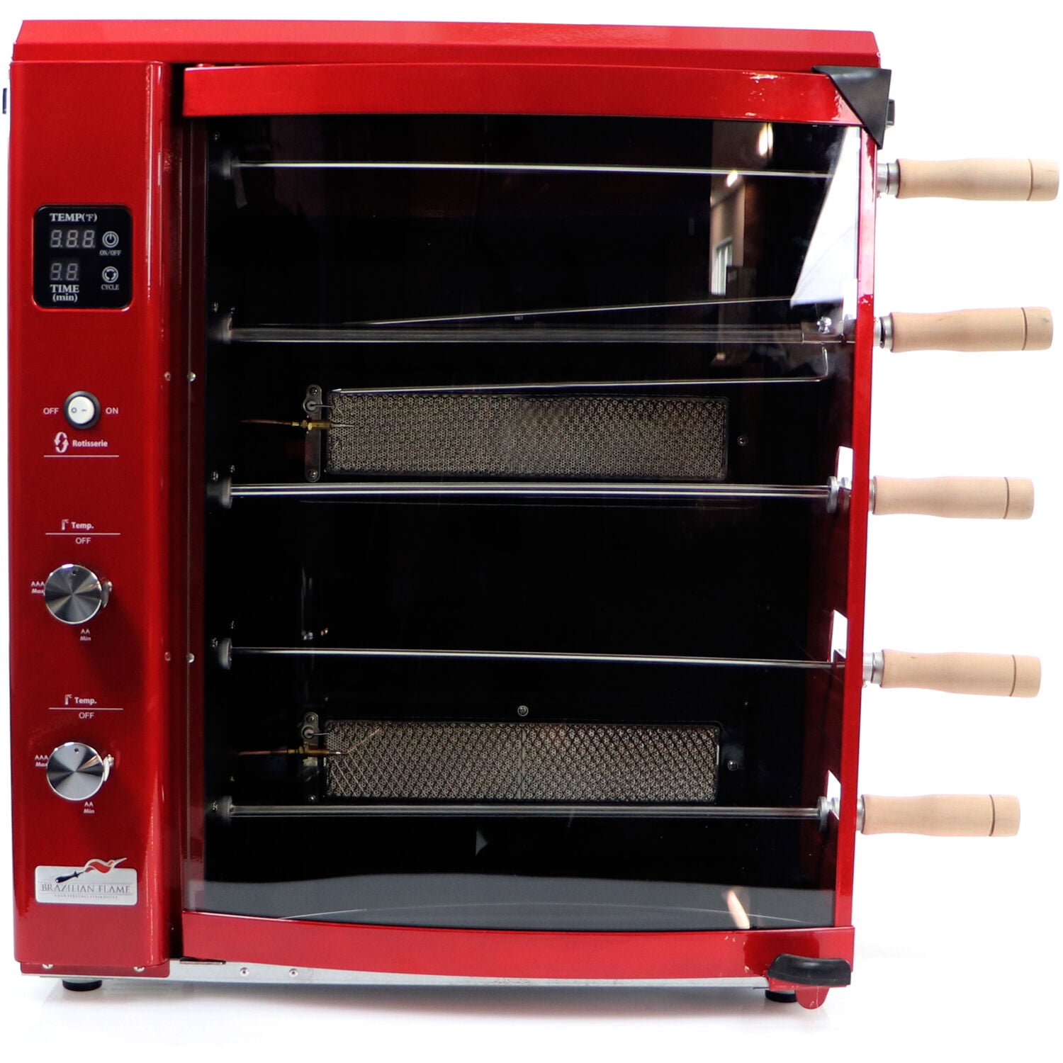 Brazilian Flame Brazilian Gas Rotisserie Grill with 5 Skewers in Red