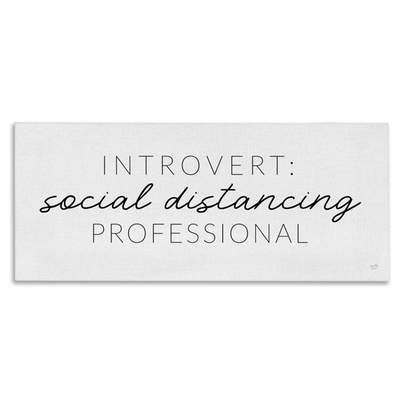 Stupell Industries Farmhouse Introvert Social Distancing Humor Minimal Canvas Art, 24 x 10, by Lux Me Designs
