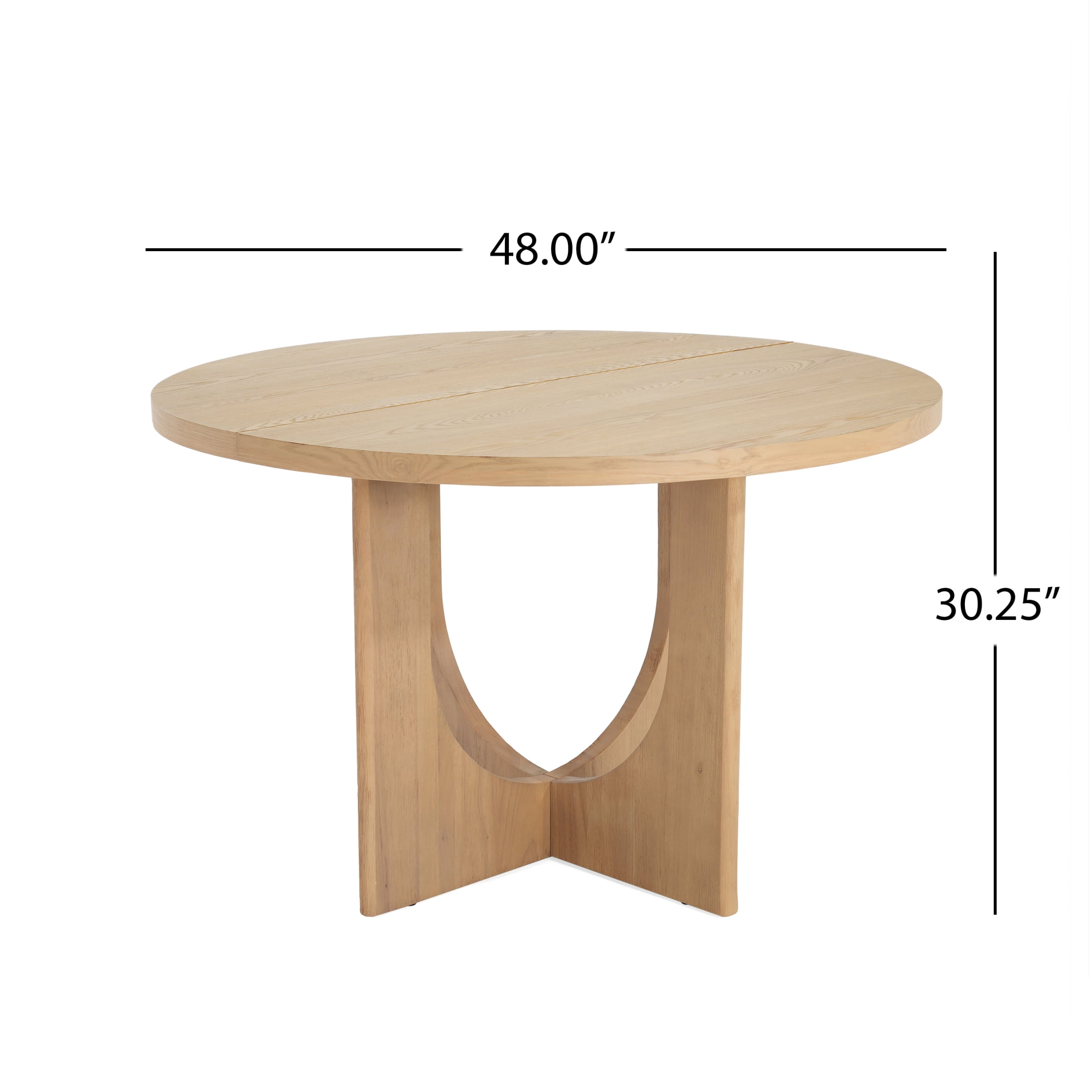 Christopher Knight Home Farmhouse 48" Round Dining Table, Solid Wood U-Base, Natural