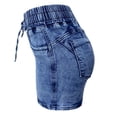 thumbnail image 5 of Stephy Women's High Waist Elastic Waist Tied Jeans Hot Pants Denim Shorts Casual Fashion Shorts Hot Pants Jean Shorts for Women, Blue, XL, 5 of 6