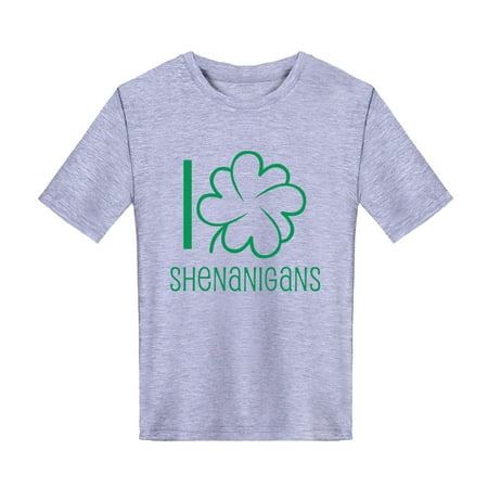 

TOWED22 Kids Tshirt Kids Toddler Baby Girls Boys Spring Summer St.Patric.k s Day Print Cotton Short Sleeve Tshirts For Toddler Grey