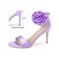 thumbnail image 2 of BLISSFUL STEP Flower Satin Stiletto Heels Ankle Strap High Heel Sandals for Women Purple (Size 6), 2 of 7