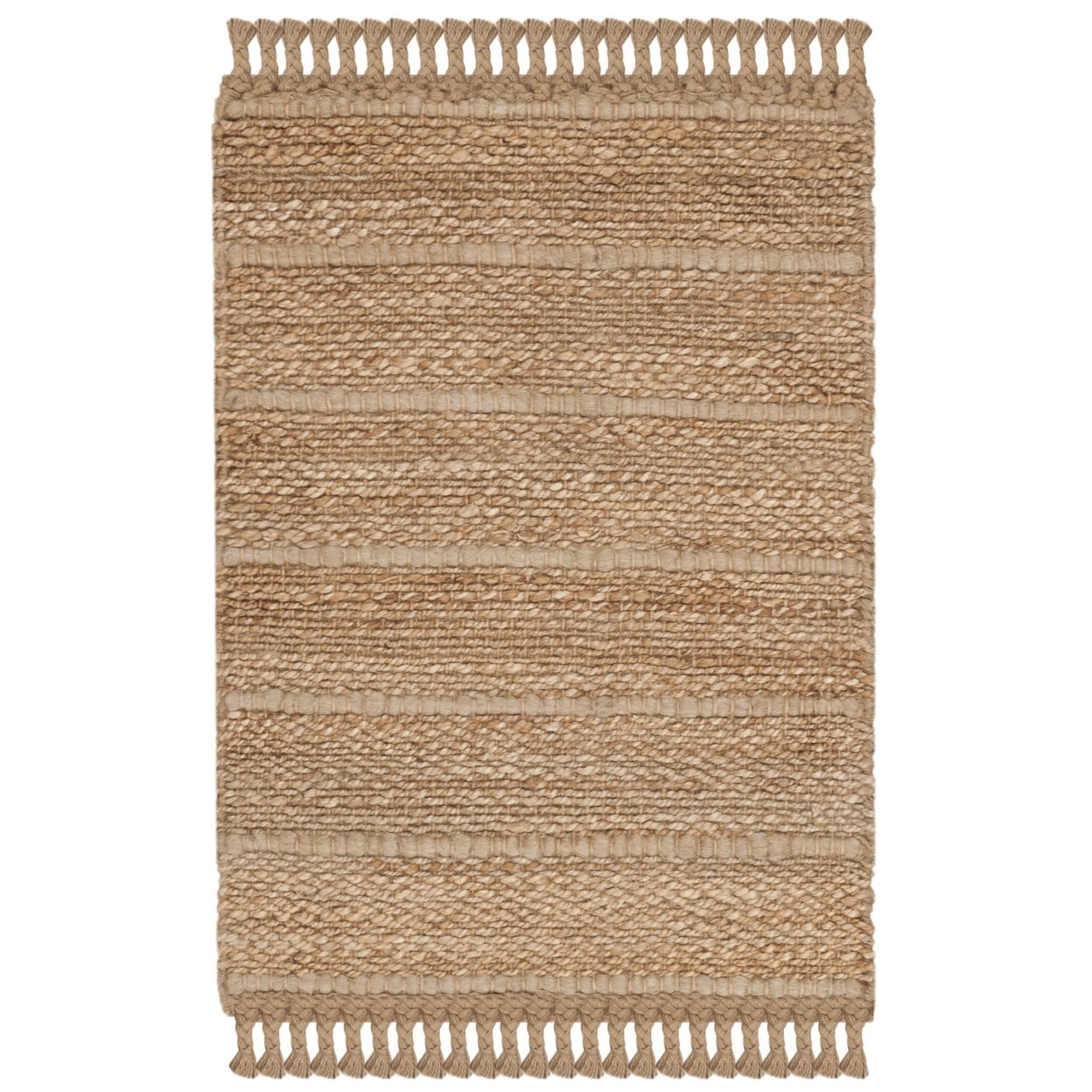 SAFAVIEH Natural Fiber Carrie Braided Area Rug, Natural/Light Grey, 5' x 8'