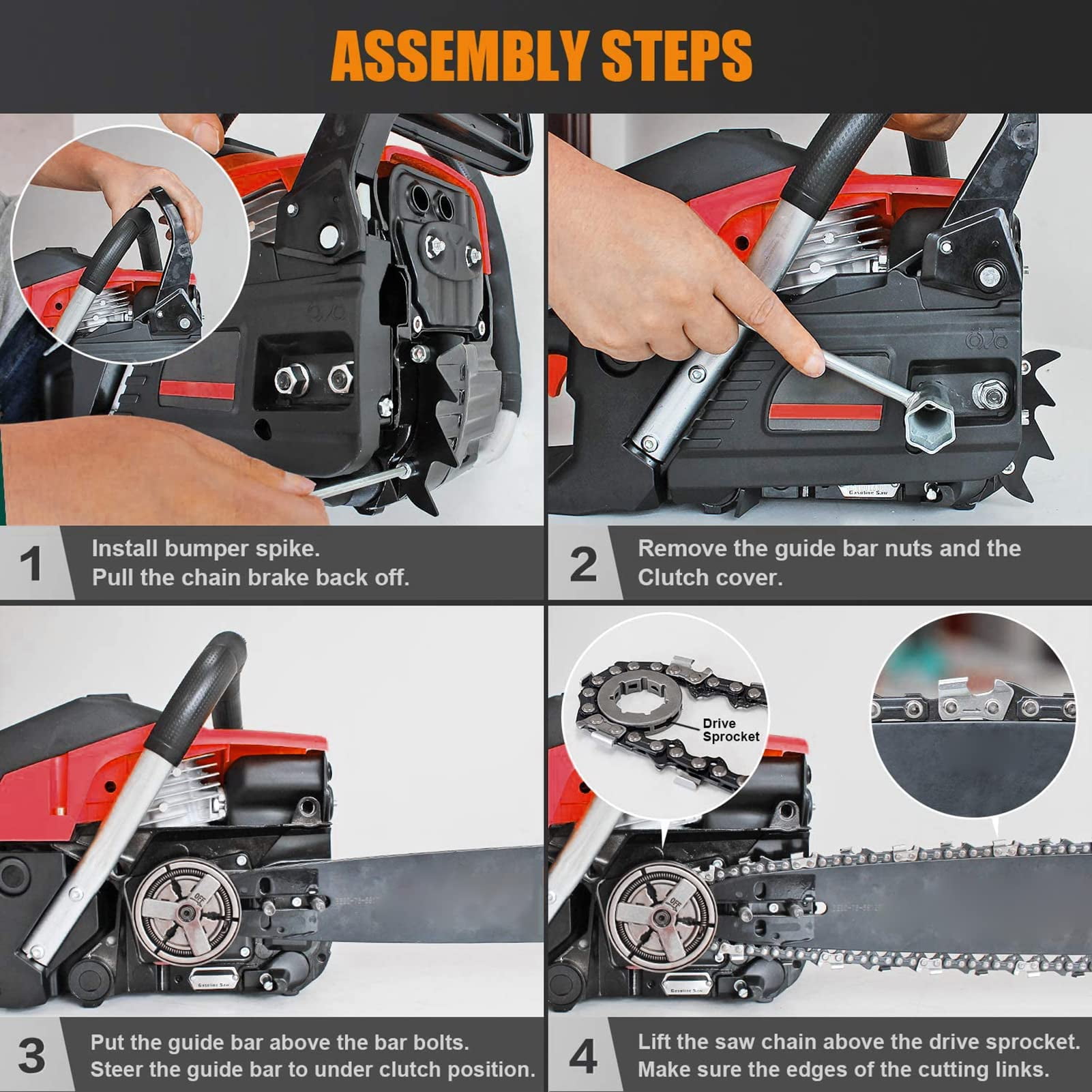 WETS Gas Chainsaw 20'' 2-Stroke 58CC Cordless Chainsaw 6800G for Farm, Garden and Ranch for Cutting Wood