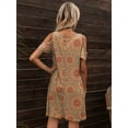 thumbnail image 2 of CALIPESSA Womens Summer Cold Shoulder Casual Swing Floral Print Tunic T-Shirt Short Dress, 2 of 5