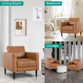 thumbnail image 4 of Modern Tight Back Upholstered Genuine Leather Accent Chair, Single Sofa Chair with Armrest for Living Room, Apartment, Small Spaces, Leather, Tan, 4 of 12