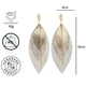thumbnail image 4 of Vangania Aretes largos pluma color perla cuero con cadena baño de oro ligeros, 4 of 5