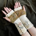 thumbnail image 2 of CUZIBR Womens Gloves Cute Cartton Flower Embroidery Knitted Mittens Fingerless Cozy Warm Fuzzy Lined Glove For Cycling Running Outdoor Activities, 2 of 6