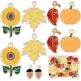 thumbnail image 6 of 1 Box 80Pcs 10 Style Thanksgiving Charms Bulk Autumn Charms Fall Charm Pumpkin Sunflower Maple Leaf Squirrel Harvest Charm for Jewelry Making Charms DIY Bracelet Necklace Earrings Crafts Silver, 6 of 9