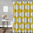 thumbnail image 2 of Chilfamy  Yellow and White Shower Curtain, Hexagonal Pattern Honeycomb Beehive Simplistic Geometrical Monochrome, Cloth Fabric Bathroom Decor Set with Hooks, Yellow White, 2 of 7