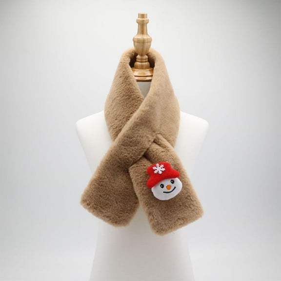 Fur Collar Scarf Faux Fur Scarves Neck Shrug Boys' and Girls' Plush Scarf Christmas Fall Winter Season Cute Thickened Warm Scarf (Ages 1-15)
