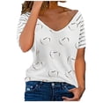 thumbnail image 2 of ICHUANYI Clearance Women V-Neck Short Sleeve Love Printing Casual Blouse Tunics Shirts Tops Tee(White, M) Ichuanyi Ichuanyi, 2 of 4