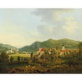 thumbnail image 2 of Anton Schiffer 18x15 Gold Ornate Wood Frame and Double Matted Museum Art Print Titled - Open Landscape with Monastery, 2 of 4