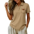 thumbnail image 7 of ZUBKTE Women's Short Sleeve V-Neck Business Casual Work Collared Tops S-2XL, 7 of 7