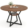 thumbnail image 1 of Costway 47" Round Dining Table for 4 with Storage Shelf, Wooden Tabletop, Metal Base, 1 of 10