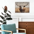 thumbnail image 3 of Longhorn Cow Canvas Wall Art, Rustic Western Cattle Painting Print, Farmhouse Animal Artwork for Living Room Bedroom Office Decor, Ready to Hang, 3 of 6