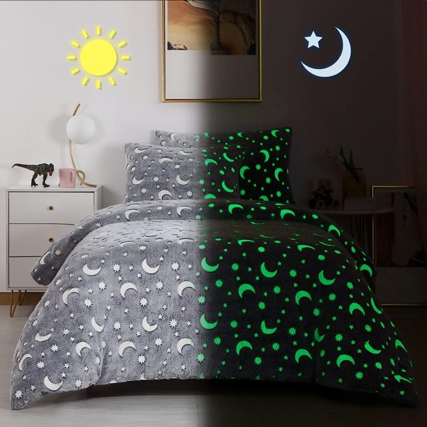 HOMBYS Glow in The Dark Comforter Set 5 Piece Twin/Twin XL with Sheets