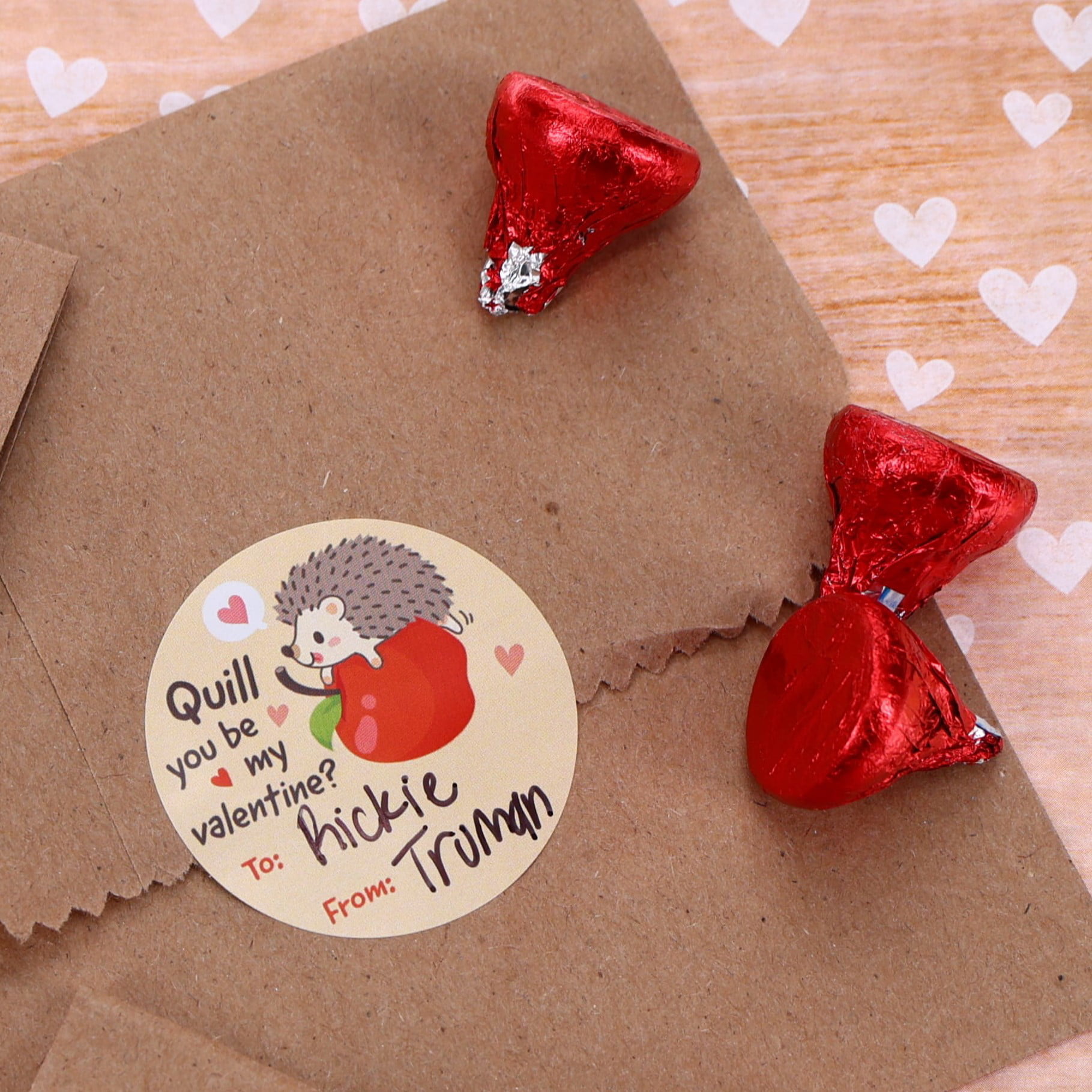 Hedgehog Valentine's Day Labels for Kids — Cute Animal Stickers