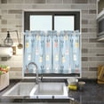 thumbnail image 4 of Yayeee Kitchen Curtains Tier Pair Light Filtering 27"x24" Rod Pocket Short Cafe Window Panel, Blue Rabbits, 4 of 7