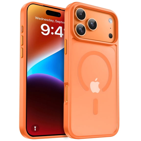 for iPhone 17 Pro Case Super Magnetic [Compatible with MagSafe] TPU Protective Translucent Matte Smooth, phone case for iPhone 17 Pro, Orange