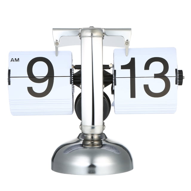 Flip Desk Clock, Internal Gear Operated Large Number Display Flip Down Clock for Home Office School Hotel Without Battery