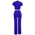 thumbnail image 3 of Summer Savings Clearance 2 Piece Xihbxyly Women's 2 Piece Outfit Short Sleeve Pullover with Long Pants Tracksuit Jogger Set Oose Wide Leg Pant Casual Outfits Sweatsuit Blue XL, 3 of 4