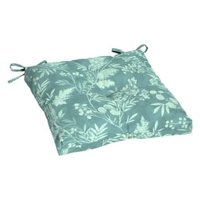Better Homes & Gardens 18" x 19" Green Floral Rectangle Seat Pad Outdoor Seating Cushions