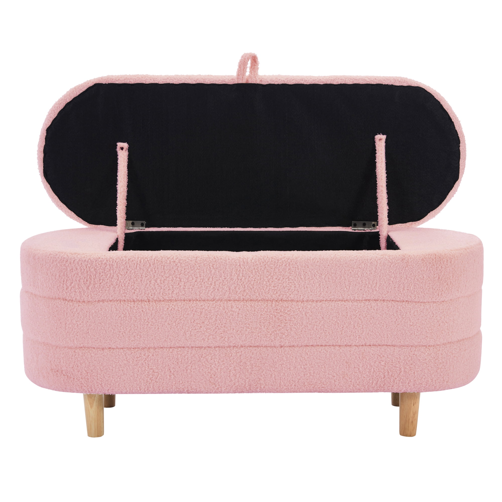 Euroco Upholstery Storage Ottoman Bench, Velvet and Button-Tufted for Living Room, Pink