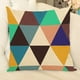thumbnail image 1 of Triángulo geométrico colorido al aire libre fundas de almohada cojín 18x18 o 12x20 amarillo azul negro púrpura rojo Sailing Electrónica, 1 of 3