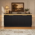thumbnail image 2 of Modern 4-Door Sideboard Buffet Cabinet with LED Lights, Floating Tabletop, Adjustable Shelves & Storage Console for Living Room, Dining Room, Kitchen, Entryway & TV Stand up to TV, 2 of 9