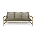 thumbnail image 5 of GDF Studio Savannah Outdoor Acacia Wood and Wicker 3 Seater Sofa, Natural and Gray, 5 of 7