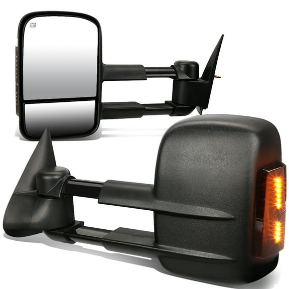 DNA Motoring TWM-021-T888-BK-SM For 1999 to 2002 Silverado / Sierra GMT800 Pair of Black Powered   Heated Smoked Signal   Manual Side Towing Mirrors 00 01