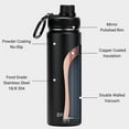 thumbnail image 5 of Drinco 22 oz Black Double Walled Vacuum Insulated Stainless Steel Water Bottle with Wide Mouth and Flip-Top Lid, 5 of 5