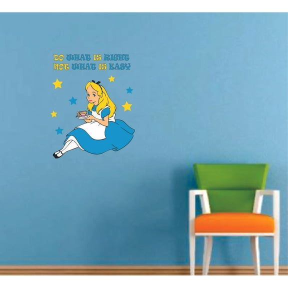 Alice in Wonderland Quote Cartoon Decors Wall Sticker Art Design Decal for Girls Boys Kids Room Bedroom Nursery Kindergarten House Fun Home Decor Stickers Wall Art Vinyl Decoration (30x27 inch)