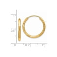 thumbnail image 3 of Real 14kt Yellow Gold 2mm Satin Diamond-cut Endless Hoop Earrings; for Adults and Teens; for Women and Men, 3 of 3
