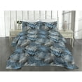 thumbnail image 2 of Ambesonne Leaf Print Quilted Bedspread Set 3 Pcs, Abstract Tropical Grunge, King, Dark Grey and Sky Blue, 2 of 4