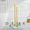 thumbnail image 3 of KOKOSIRI Bathroom Towel Rack 2-Tier Standing Towel Racks with Marble Base, Stainless Steel Freestanding Towel Bars, Thicken Steady Design, Brushed Gold THS0001-BG, 3 of 7