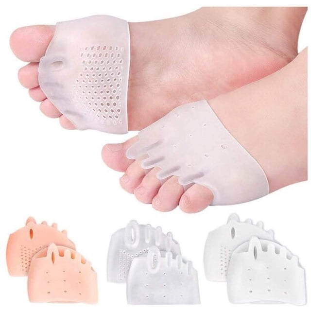 Almohadilla metatarsiana de cinco orificios, almohadilla para el antepié, separador de dedos transpirable (2 pares) para aliviar el dolor de pies (transparente) Zhivalor WMZL-883-2
