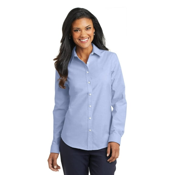 Port Authority L658 Ladies SuperPro Oxford Shirt, Oxford Blue, M