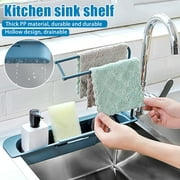 Telescopic Sink Shelf Soap Sponge Drain Rack Shelf Soap Sponge Storage Basket Faucet Holder Adjustable Bathroom Holder Sink Kitchen Accessories