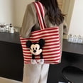 thumbnail image 3 of Bolso de mano a rayas de gran capacidad para mujer, bolsa de lona con dibujos animados de Mickey, nueva moda, 2024, 3 of 5