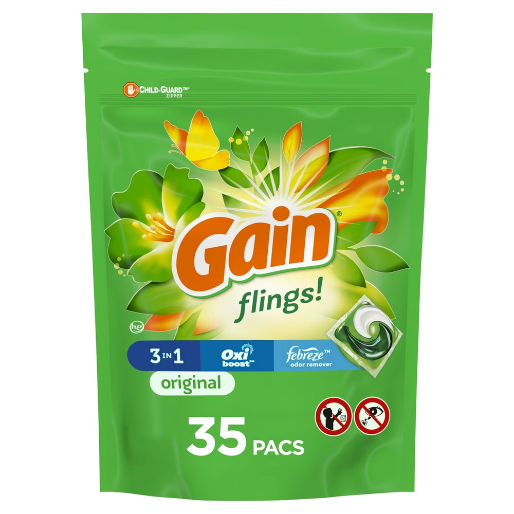 Gain Flings Original Scent, Laundry Detergent Pacs 35 Ct.