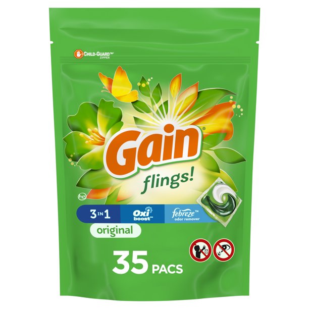 Gain Flings Original Scent, Laundry Detergent Pacs, 35 Ct