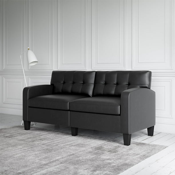 Dorel Living I Sofa Couch Modern, Modern Black Faux Leather Sectional