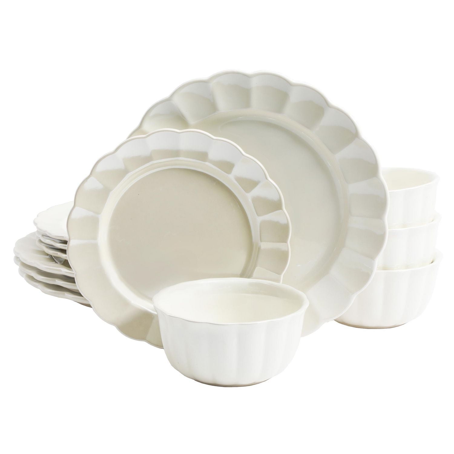 The Pioneer Woman Luster 12-Piece Dinnerware Set, Linen