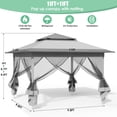 thumbnail image 2 of Pirecart 11' x 11' Pop up Gazebo Canopy Tent Outdoor Instant Canopy Tent Patio Gazebo Shade Shelter with Mesh Sidewalls, Gray, 2 of 9